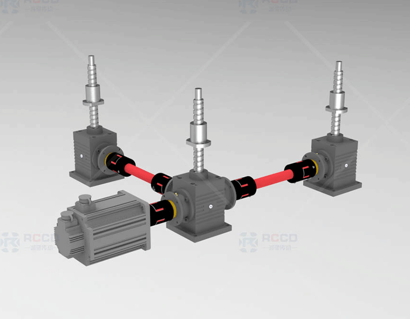 锥齿轮螺母移动-三台联动